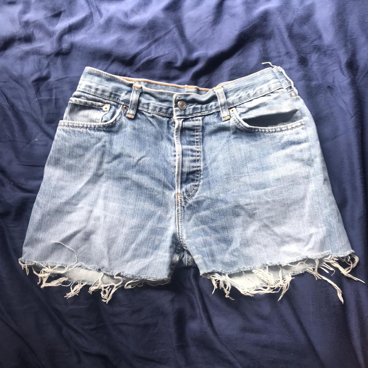 Vintage Levi’s 501 denim cut off shorts W27 - Depop