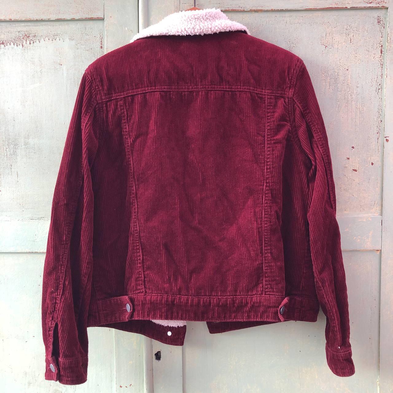 Sainsbury’s TU fleece lined corduroy jacket in wine... Depop