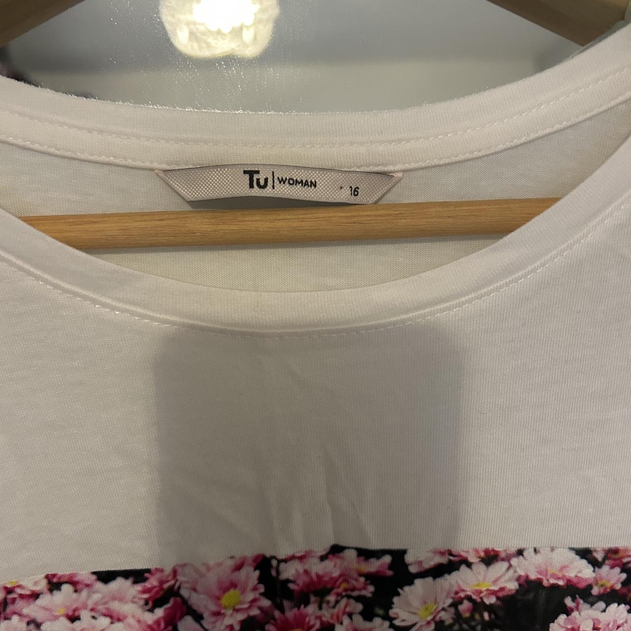 Sainsbury's TU Women's White and Pink Tshirt Depop