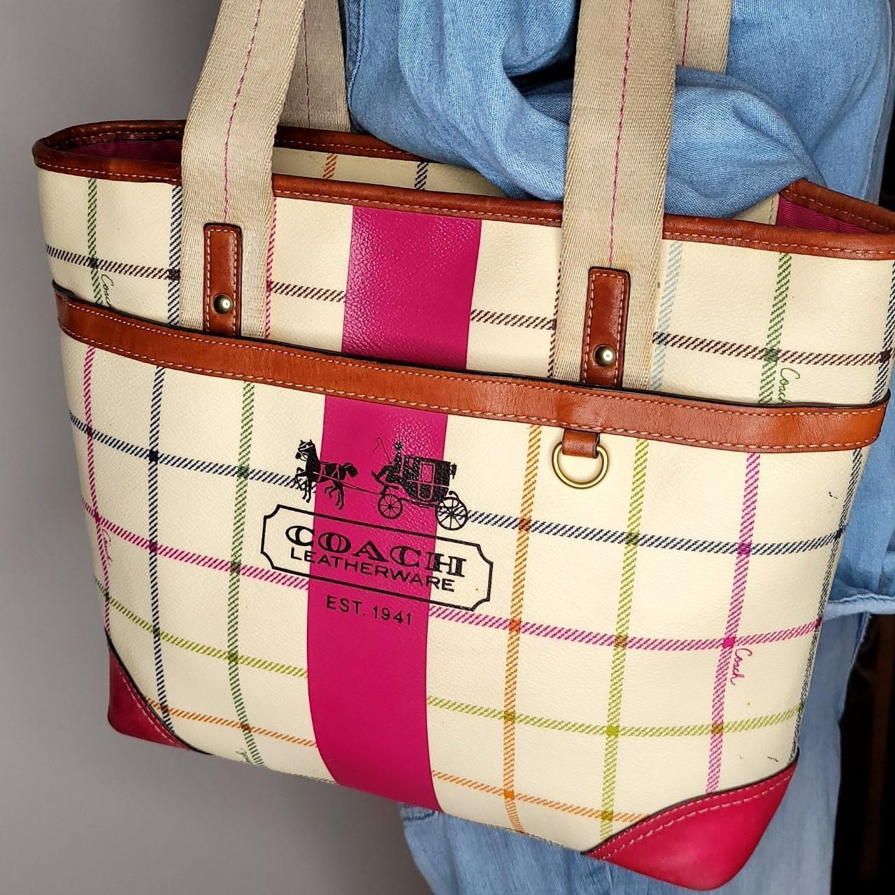 Coach Poppy Tartan Plaid Glam Tote | Coach Handbags | Bag Borrow or Steal
