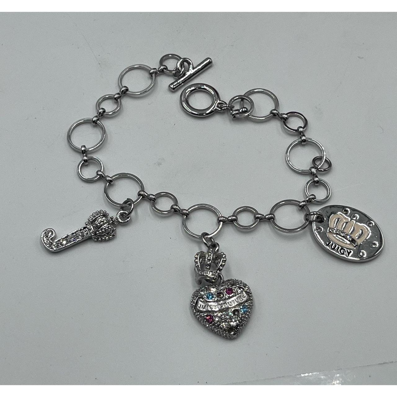 Juicy Couture Silver Tone Charm Bracelet Puff | Depop