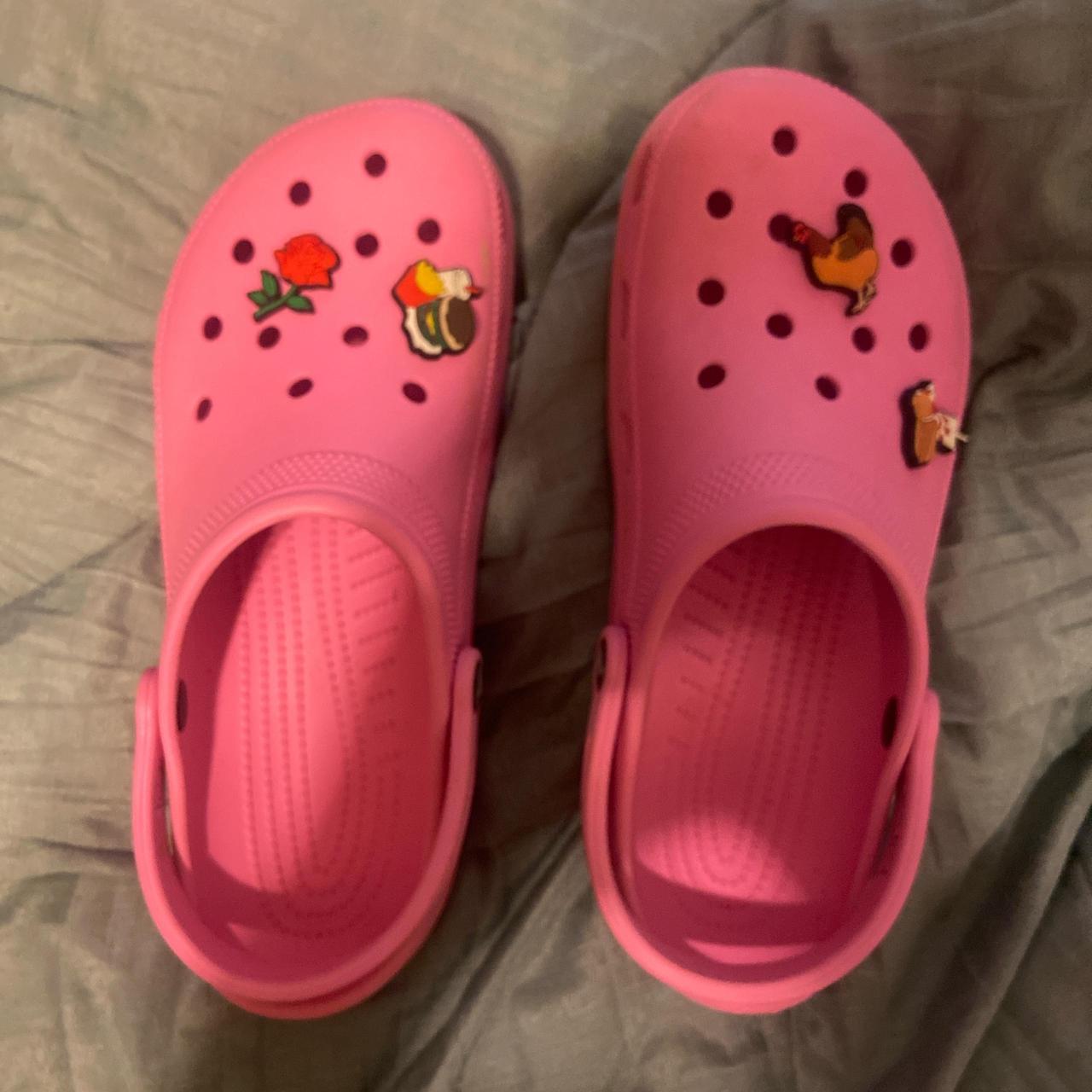 Hot pink Crocs clogs with charms #Crocs - Depop