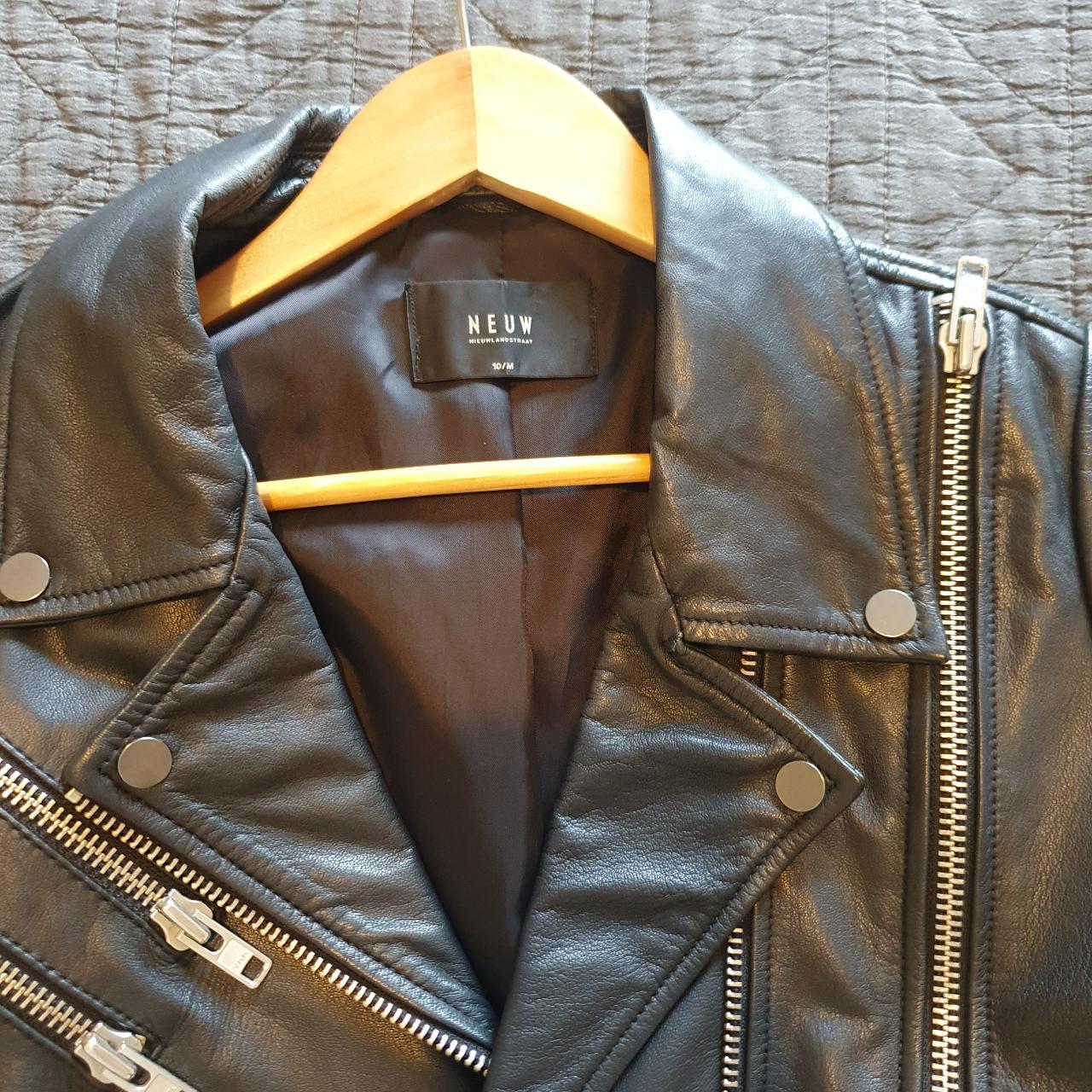Neuw leather jacket with zip details Size... - Depop
