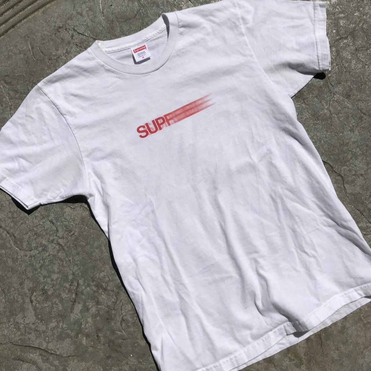 Supreme motion logo tee in white / red In great... - Depop
