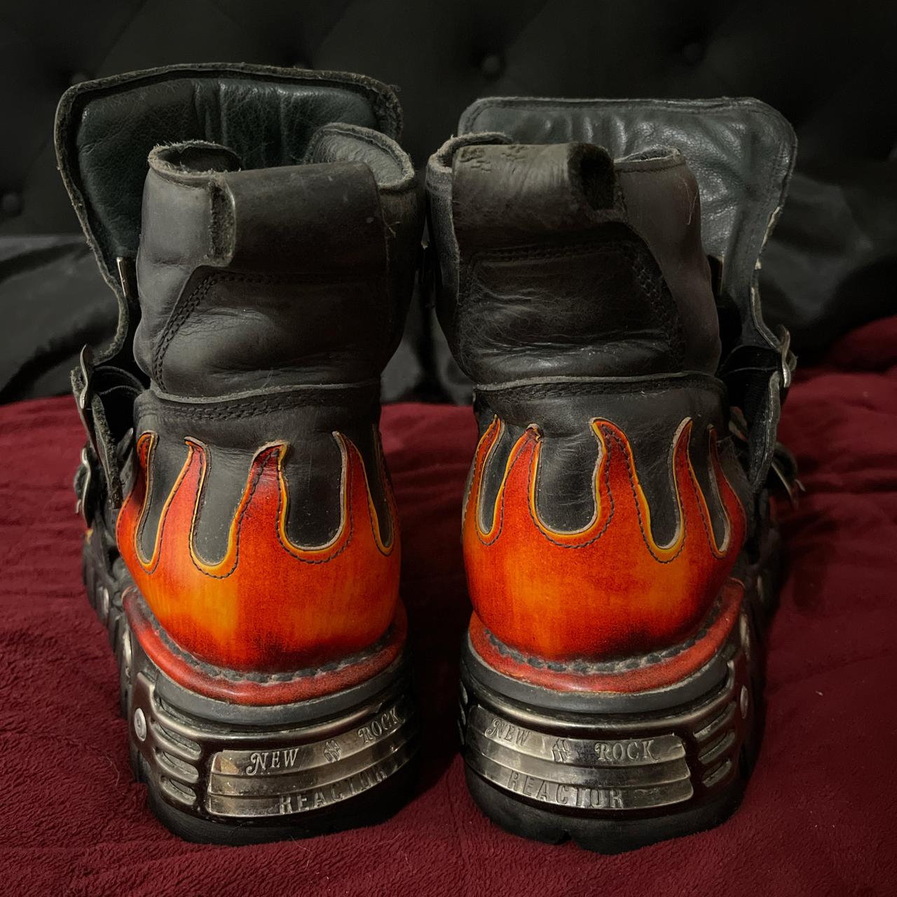 Vintage New Rock Flame Design With Straps and Silver... - Depop
