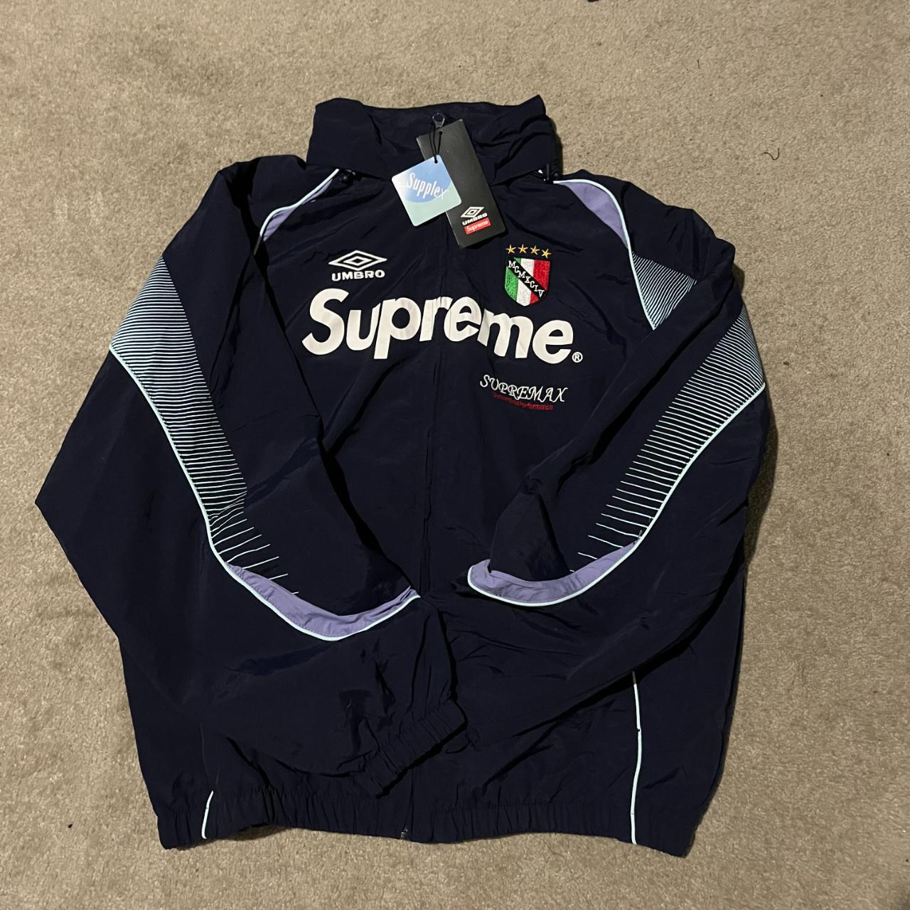 Supreme Umbro Track Jacket Navy Size Large used in... - Depop