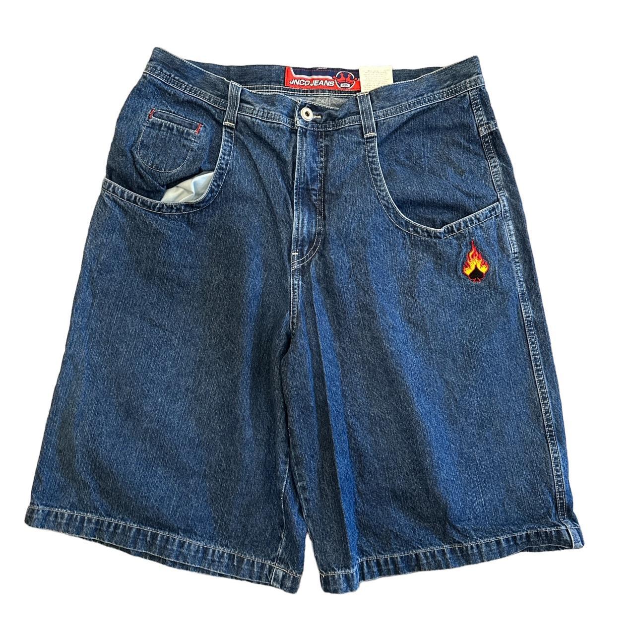 Jnco jeans Flaming ace Jean shorts True vintage... - Depop