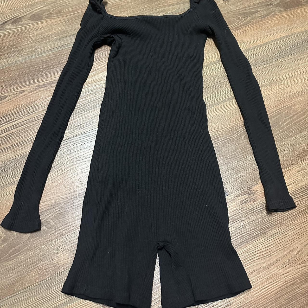 long sleeve black one piece square neckline no... Depop