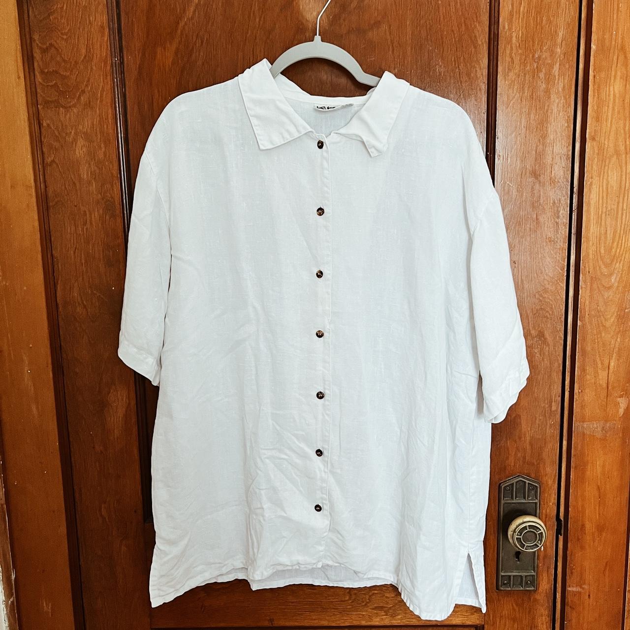 90s Kiko Comfortable Clothing - 100% linen button-up... - Depop