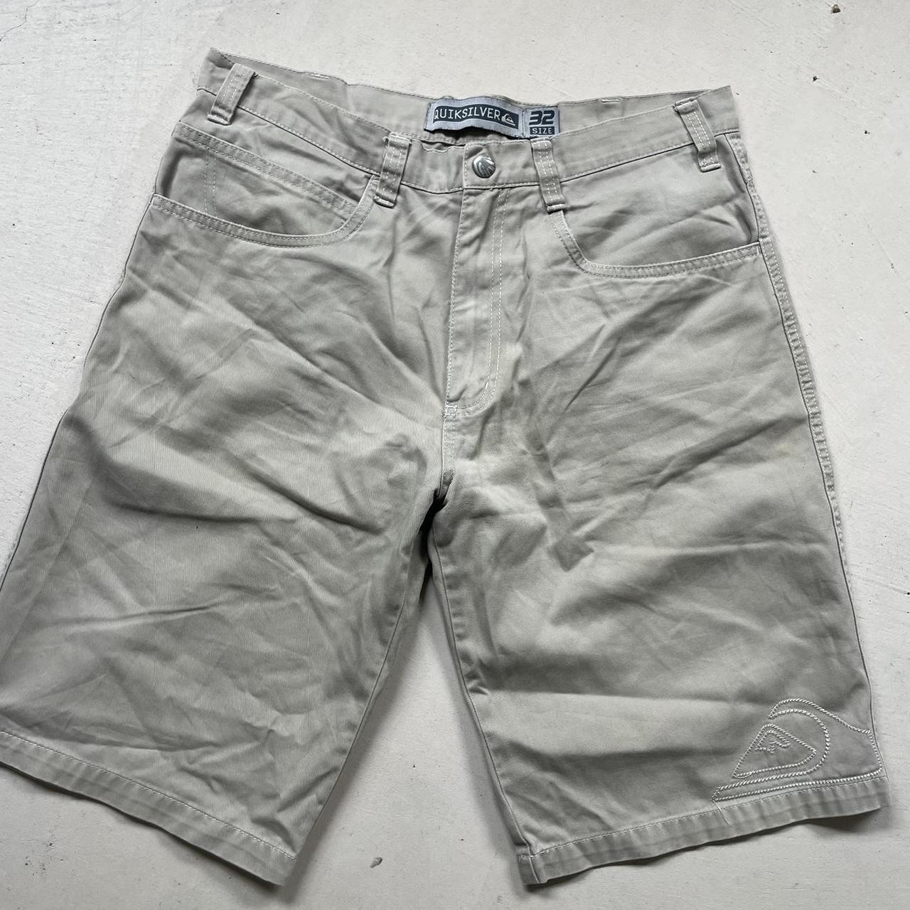 Vintage quicksilver Jorts beige. Would sit bellow... - Depop