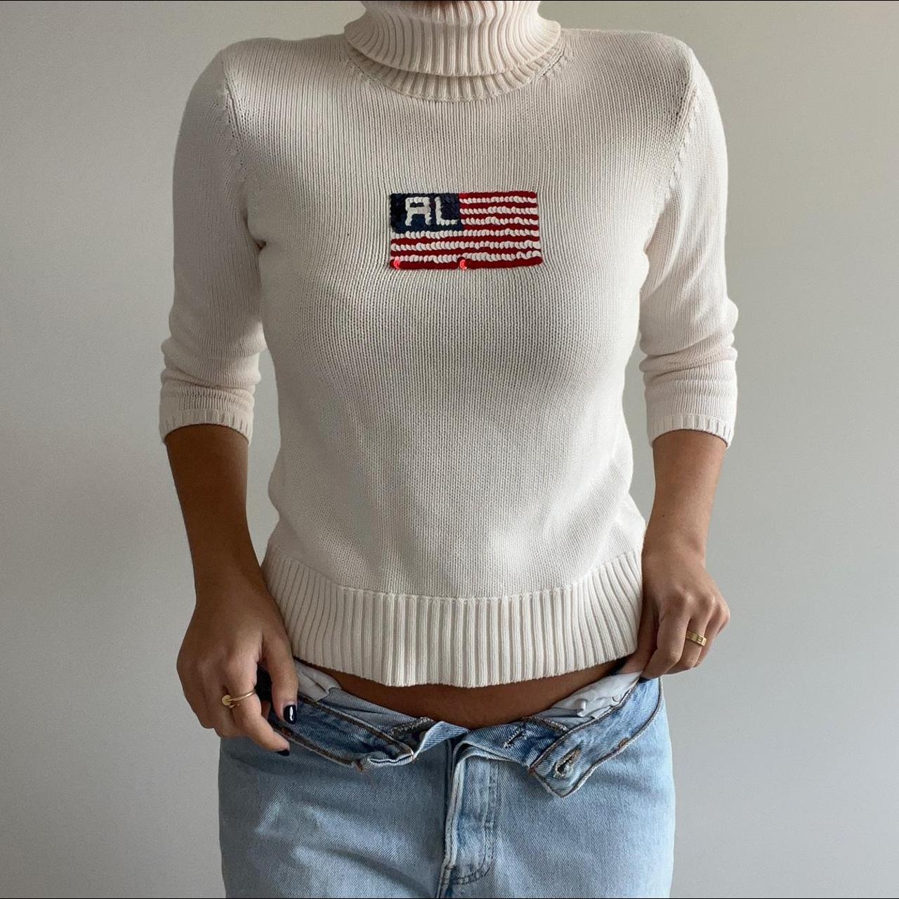 knit ralph lauren with sequins turtle neck with usa... - Depop