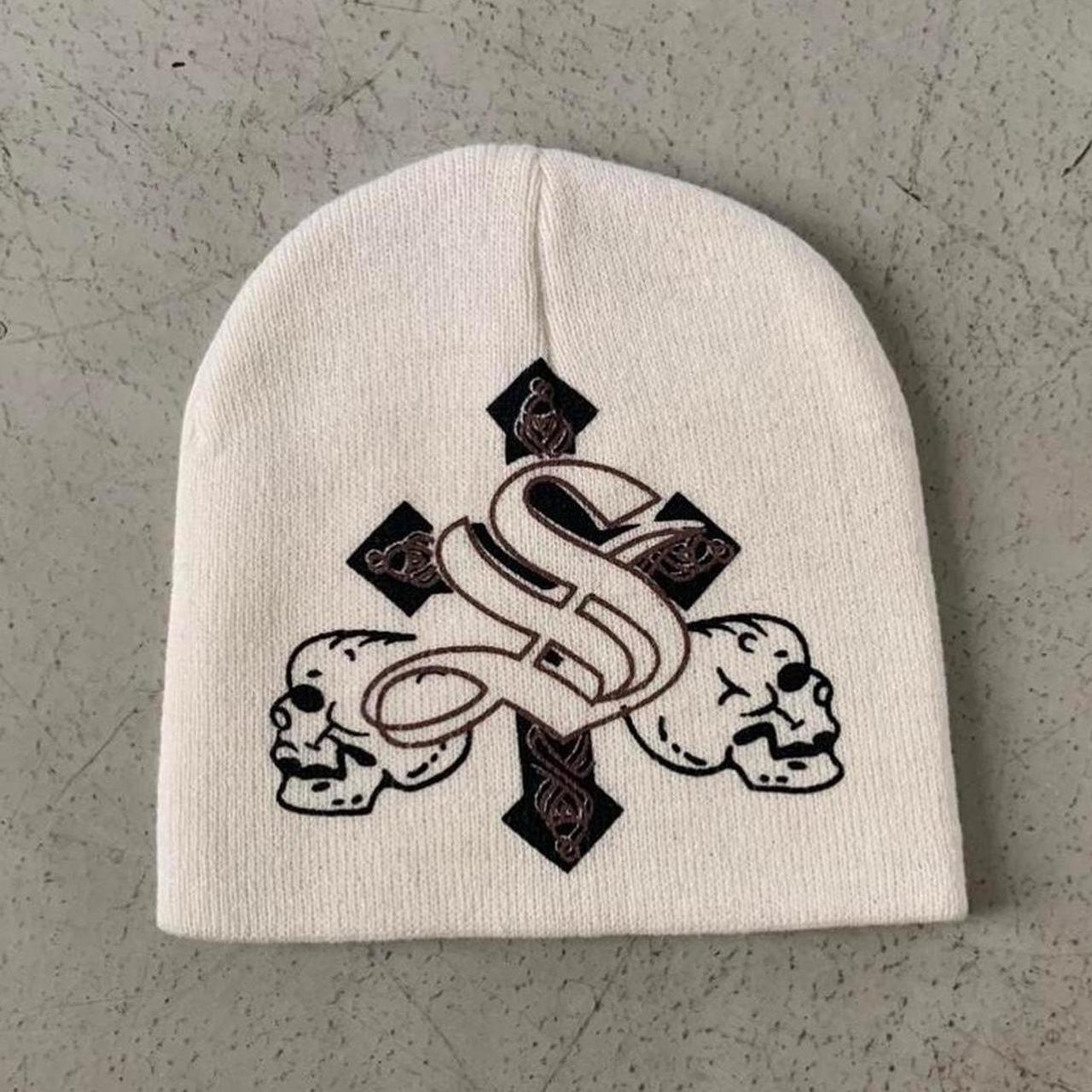 White Chrome Hearts beanie Open to any - Depop