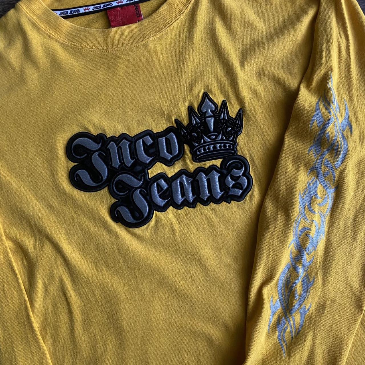 JNCO Men's Yellow and Black T-shirt | Depop