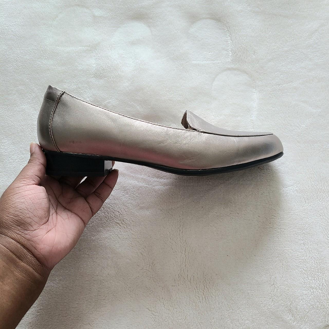 Clarks silver loafers best sale