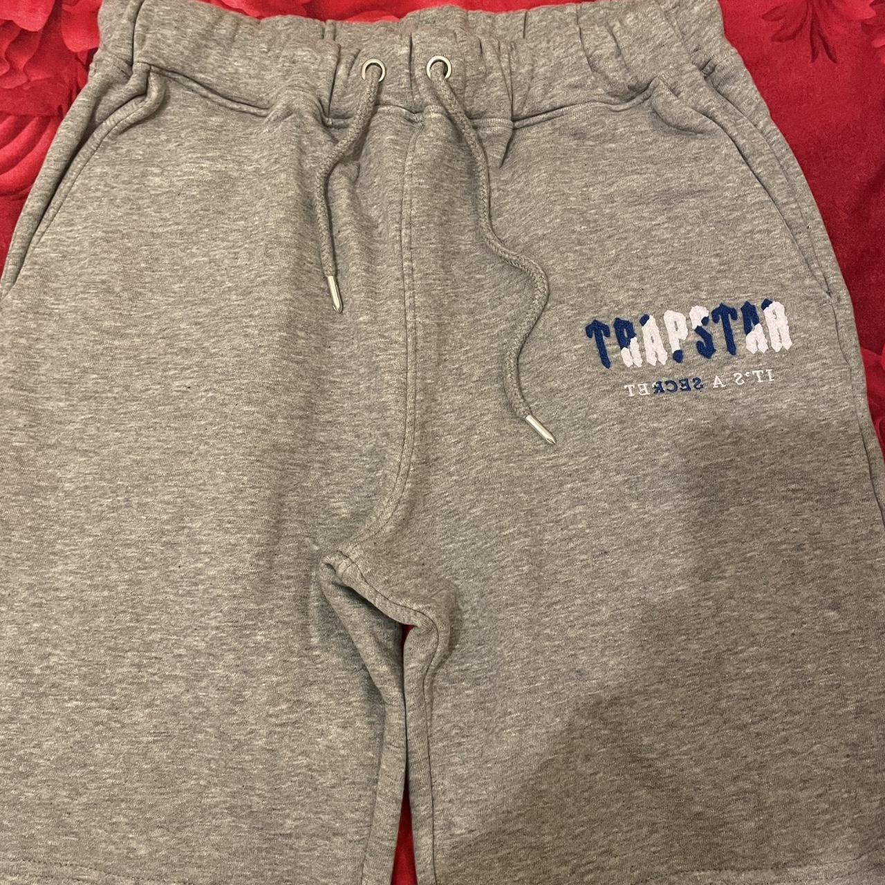 Trapstar Men's Grey and Blue Hoodie Depop
