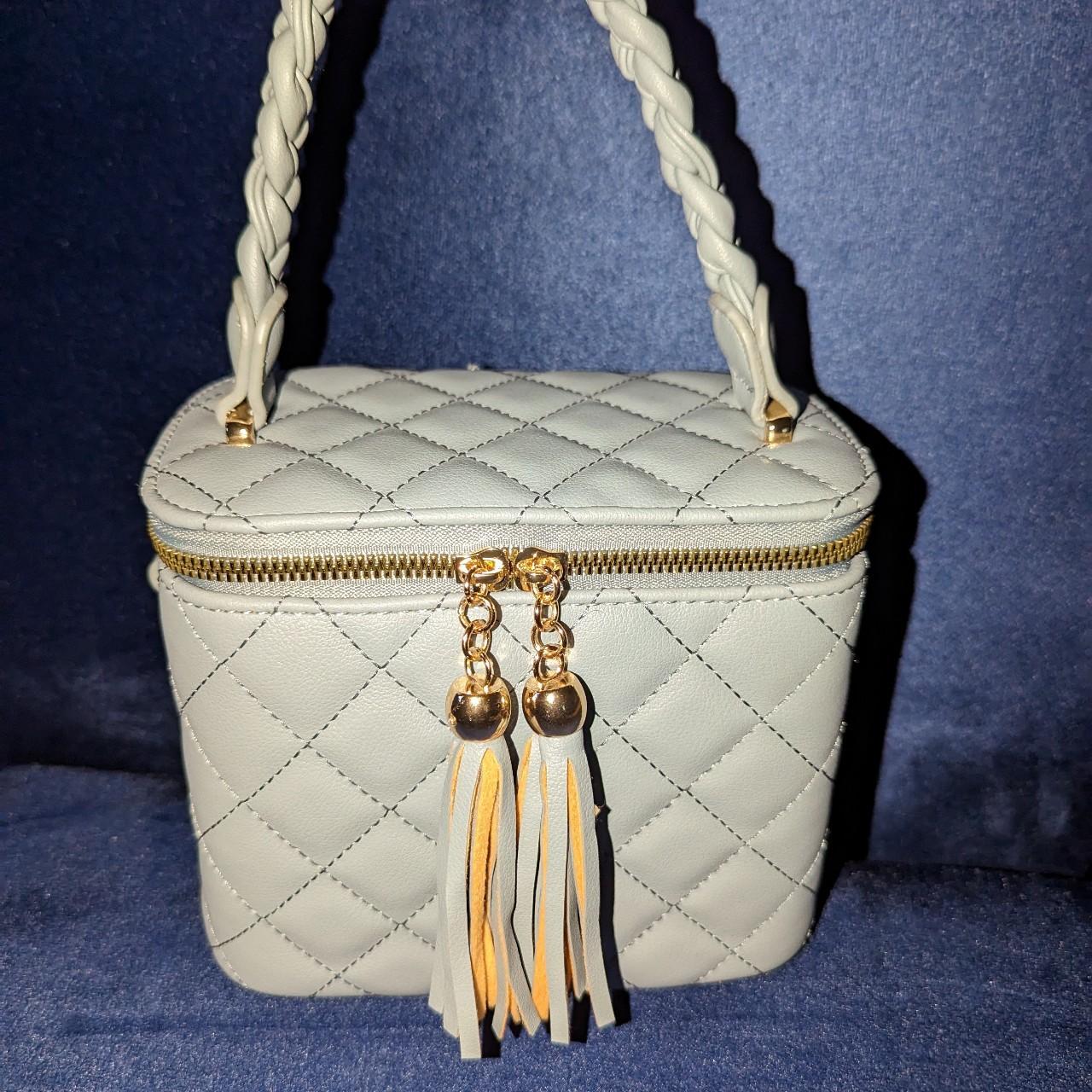 Baby Blue Vanity case. Quilted box Clutch. Top... Depop