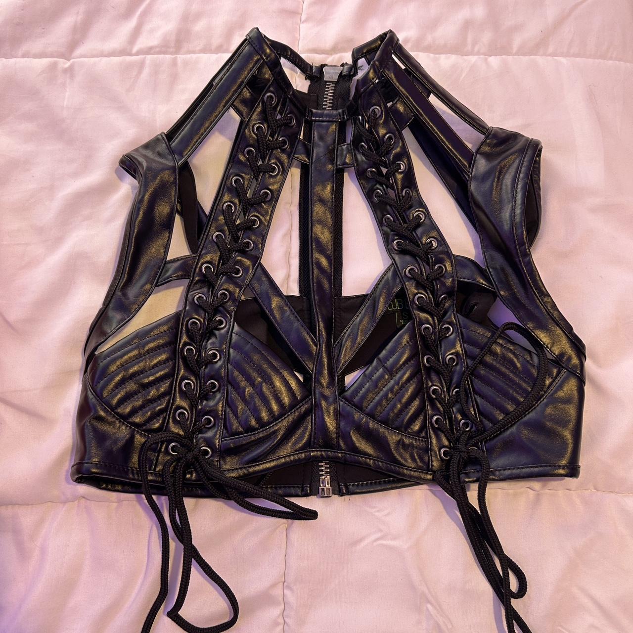 Dolls Kill Club Exx Rude Awakening Harness Bra Top Depop