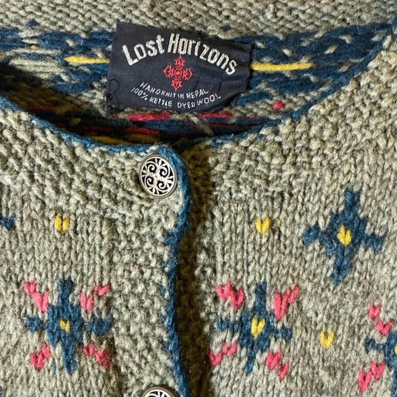 Vintage Lost Horizons Wool Hand Knit Sweater... - Depop