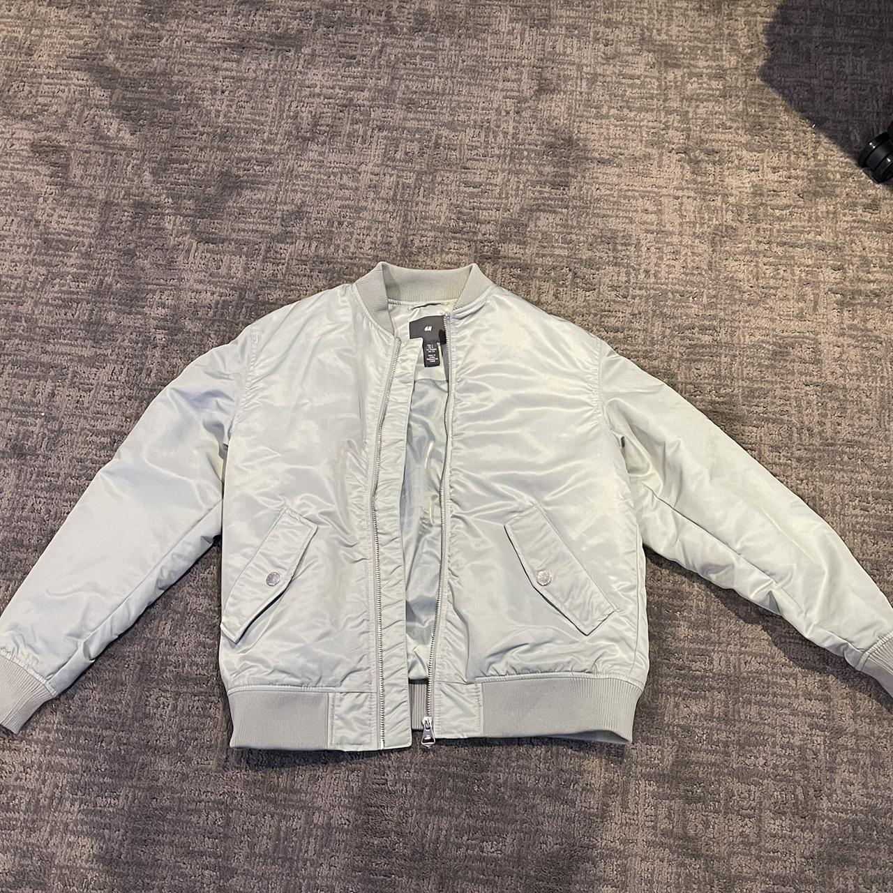 H&M green Nylon Bomber Jacket Sizesmall Color... Depop