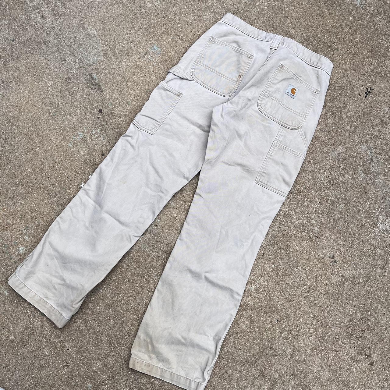 Vintage cream cargo carpenter carhartt pants 30x30... - Depop