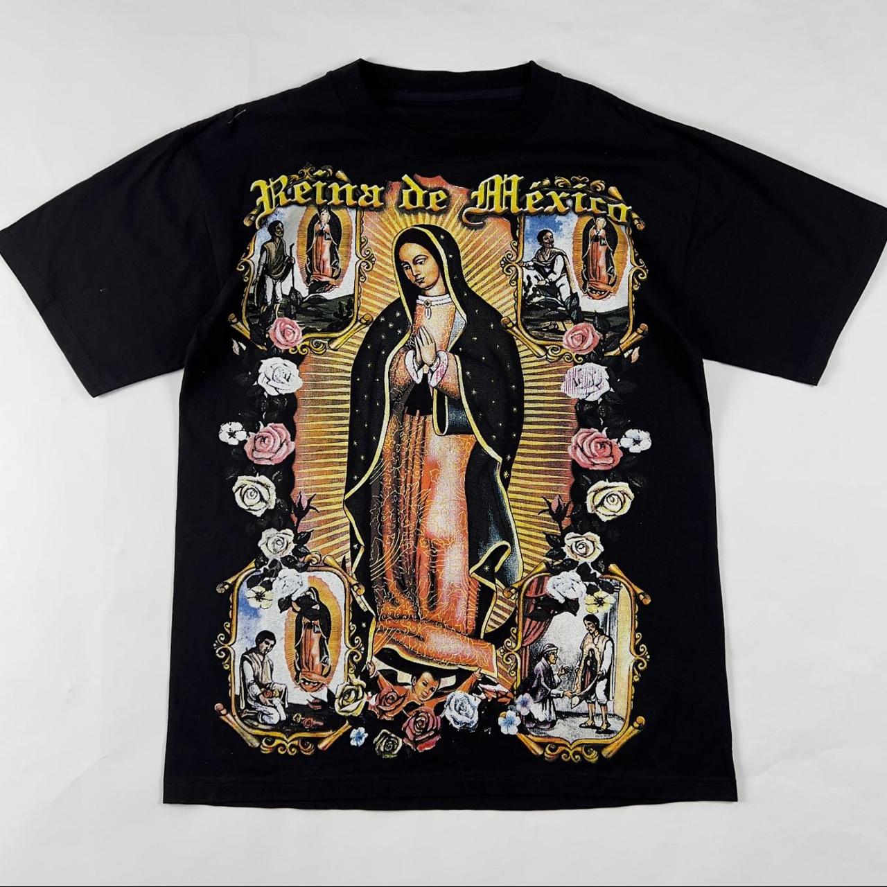 Crazy Reyna de Mexico Virgin Mary aop tee XL - Depop