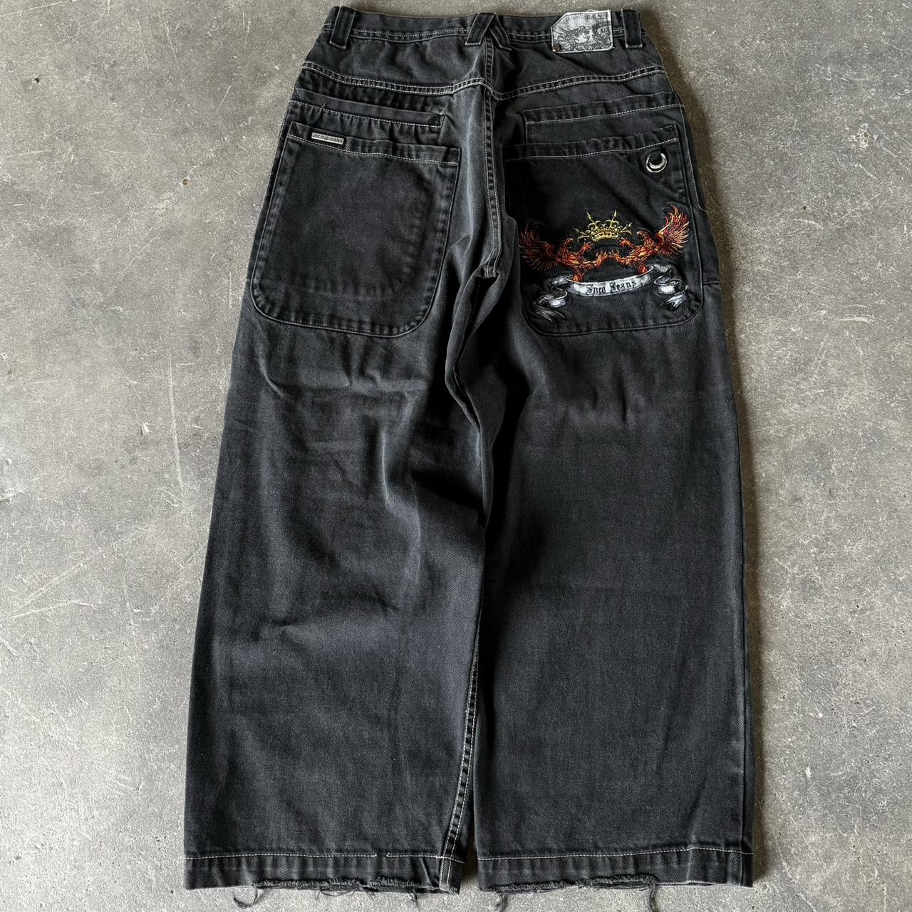 Crazy super clean vintage jnco black jeans light... - Depop