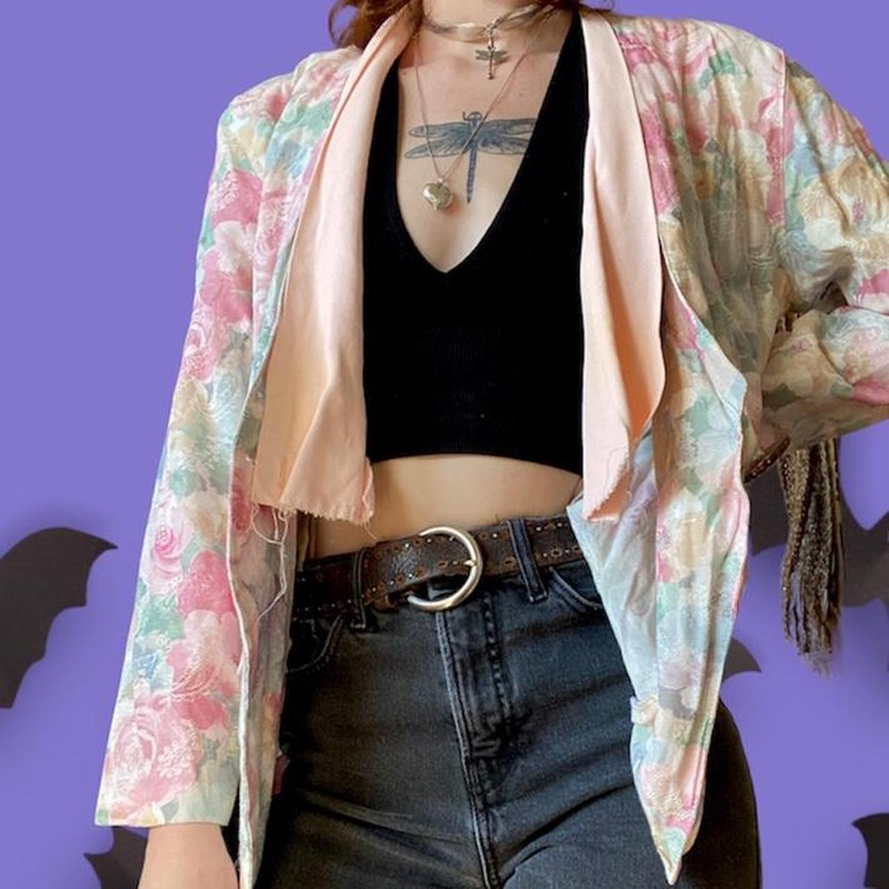Vintage pastel floral blazer jacket By Dawn Joy in... Depop