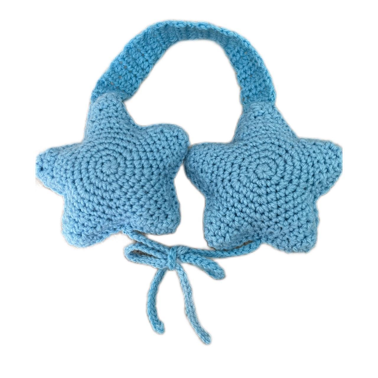 Crochet blue star earmuffs ‼️NO... Depop