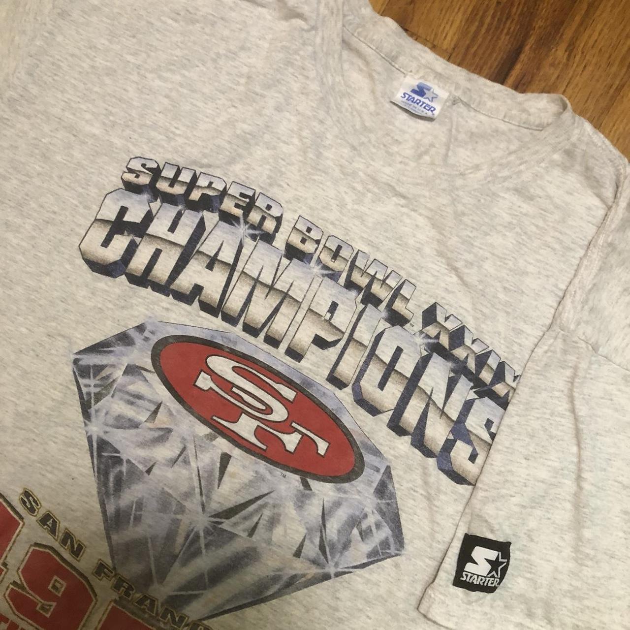 Vintage 49ers 5 time superbowl champs tee Single - Depop