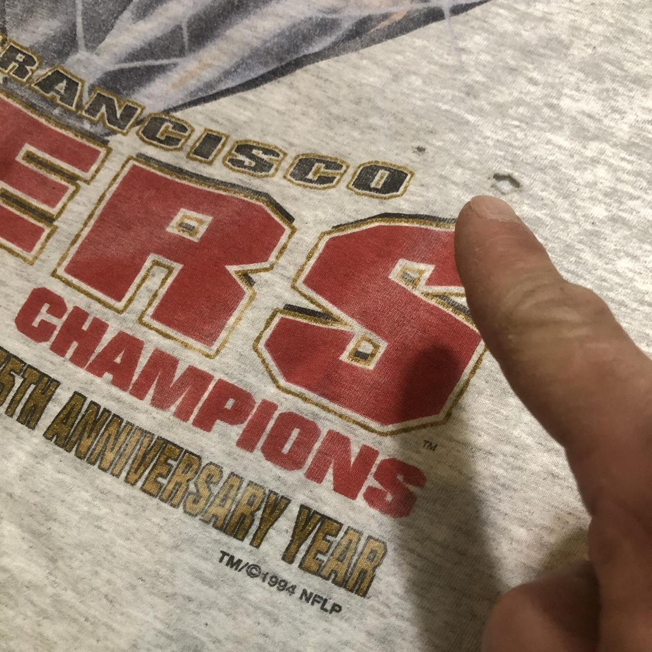 Vintage 49ers 5 time superbowl champs tee Single - Depop