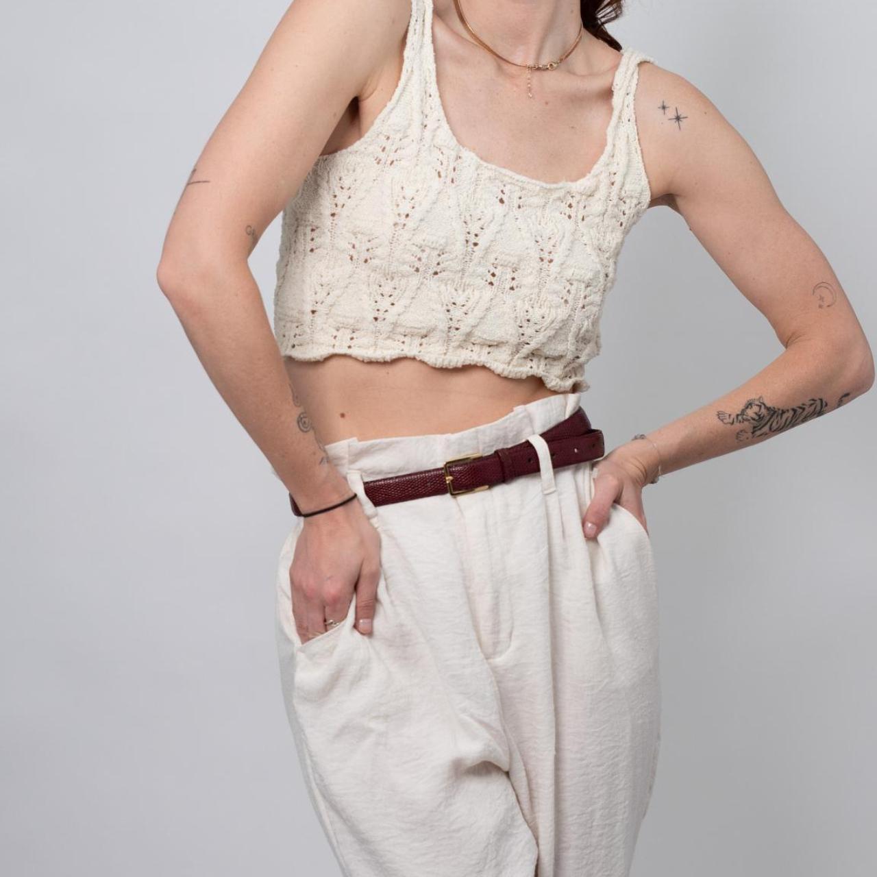 Forever 21, white lace knit crop top. FREE... | Depop, image size:1280x1280