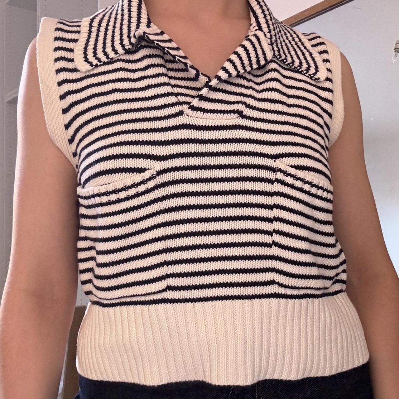 Zara Knitted Striped Vest Monochrome For