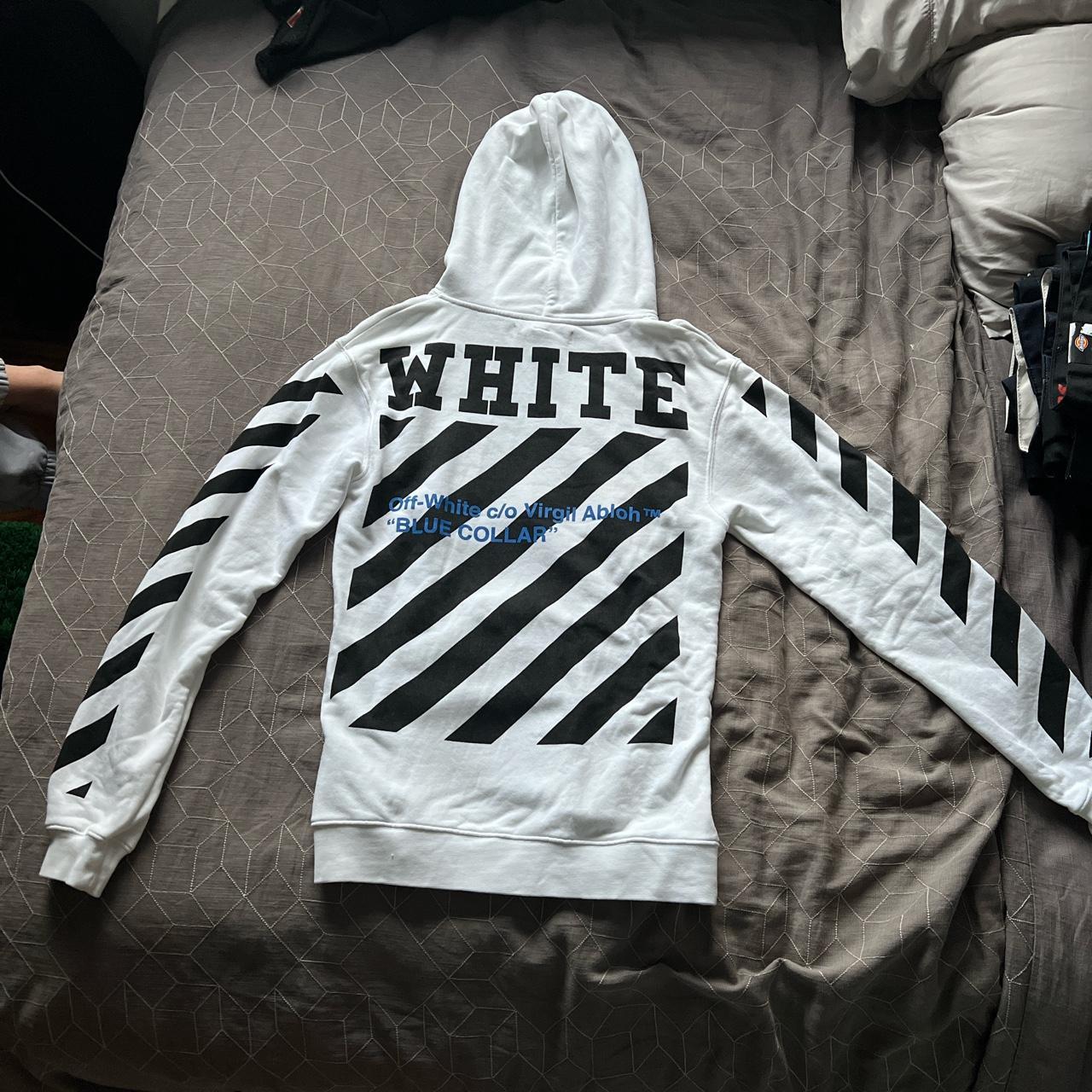 Off White Blue Collar Hoodie lsffm White