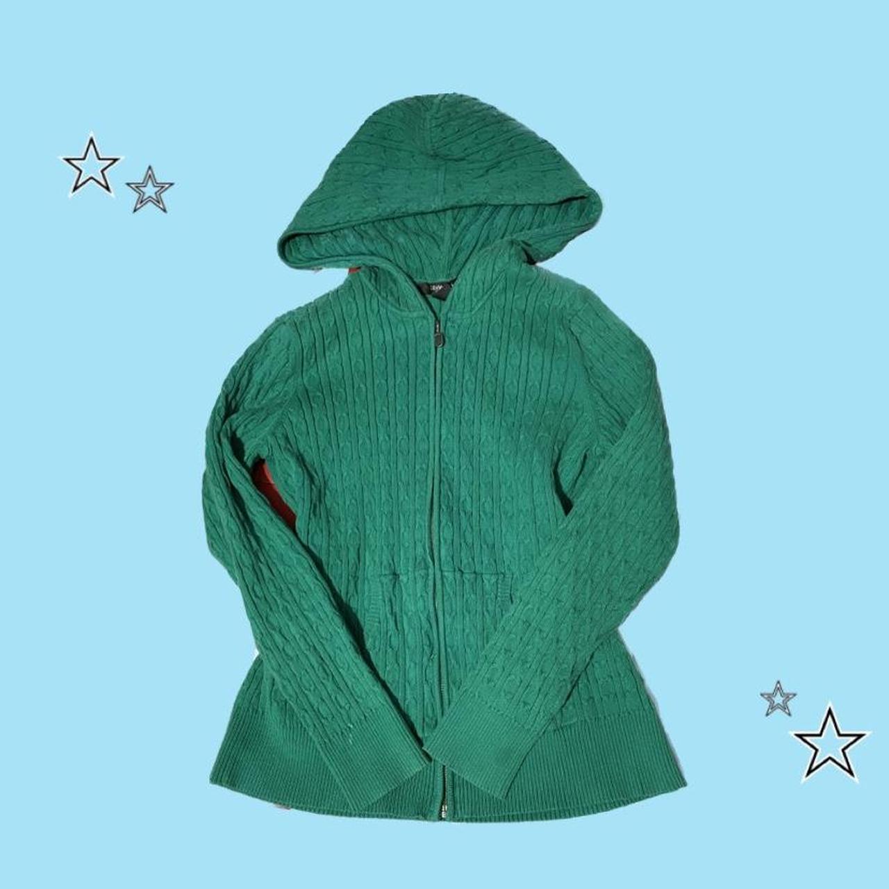 cute cotton green sweater zip up jacket green... Depop