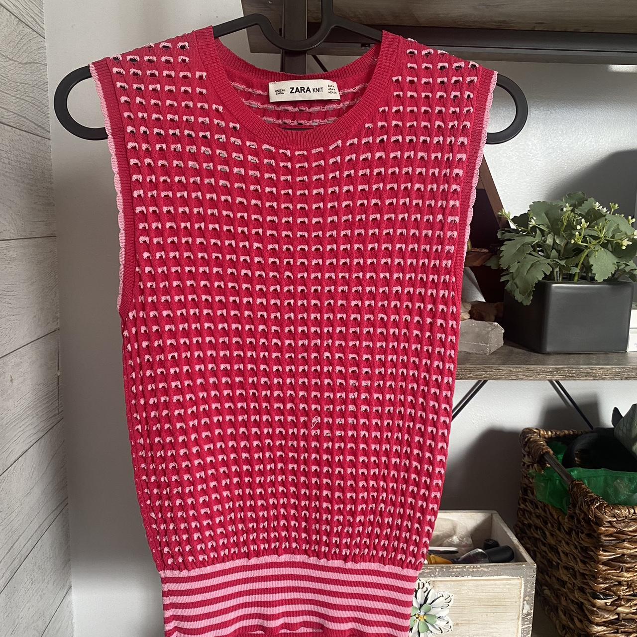 pink sweater vest zara