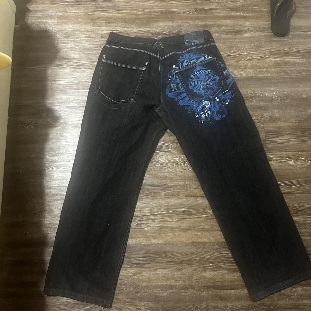 Black and blue baggy jeans with a streetwear vibe... Depop