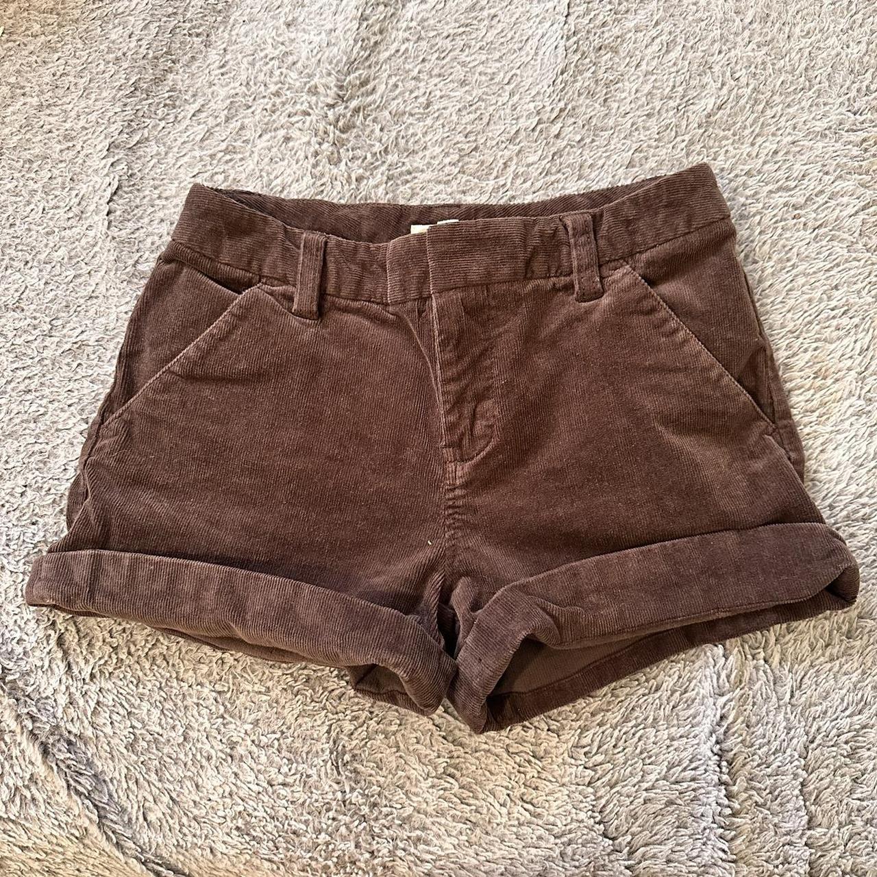 brown corduroy shorts 🌲 - Size: XXS - Flat... - Depop