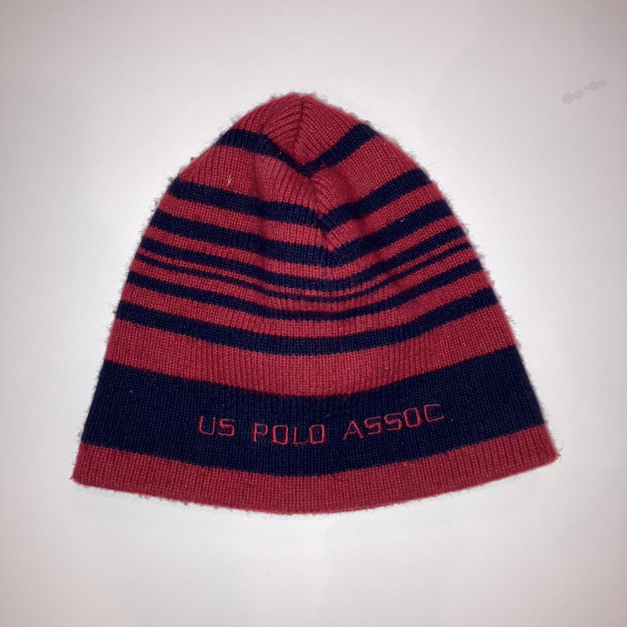 Red and blue striped U.S. polo beanie