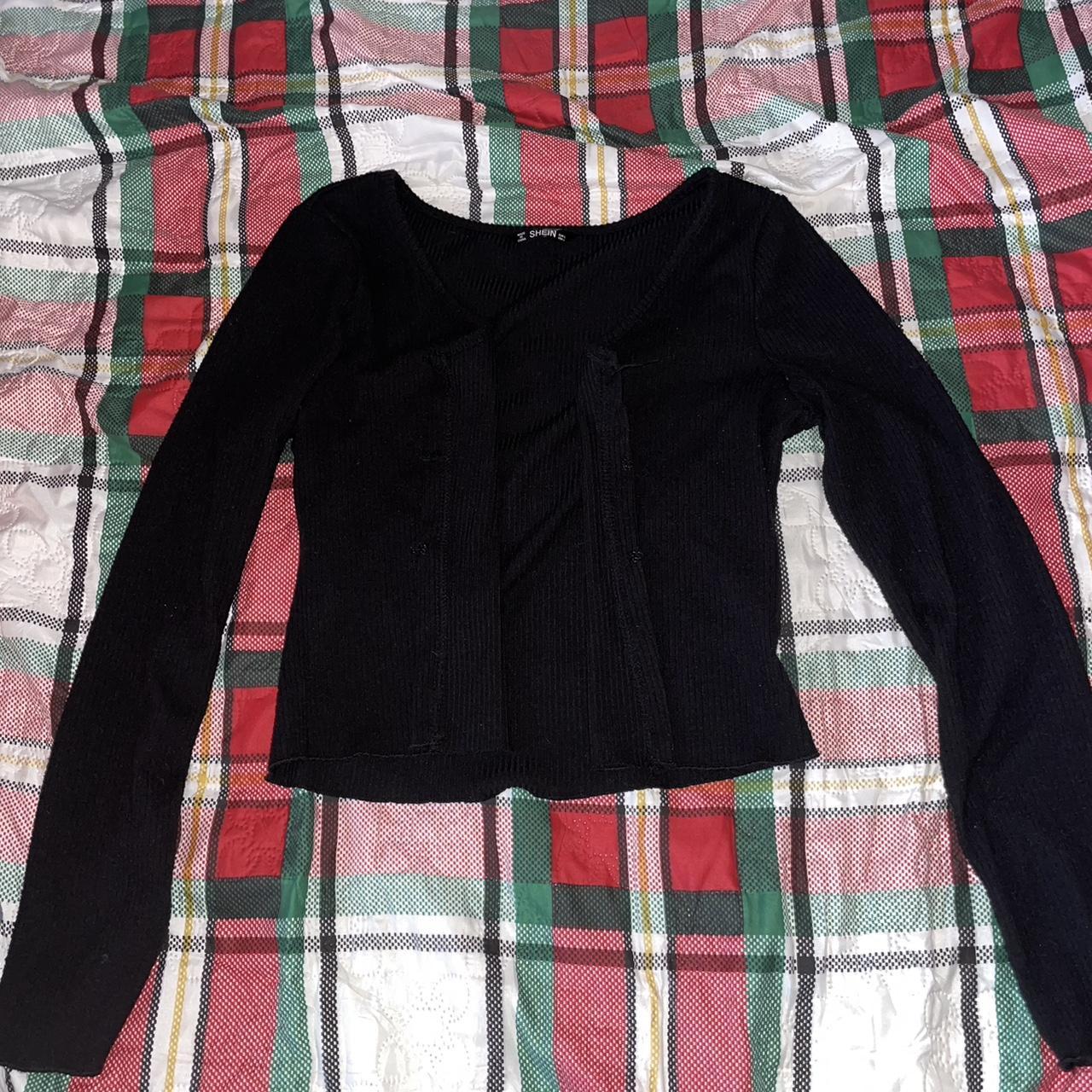 Black long sleeve cardigan, size medium, has some... - Depop