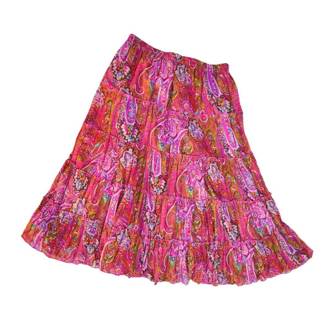 Bobbie brooks pink patterned broom skirt Paisley... - Depop