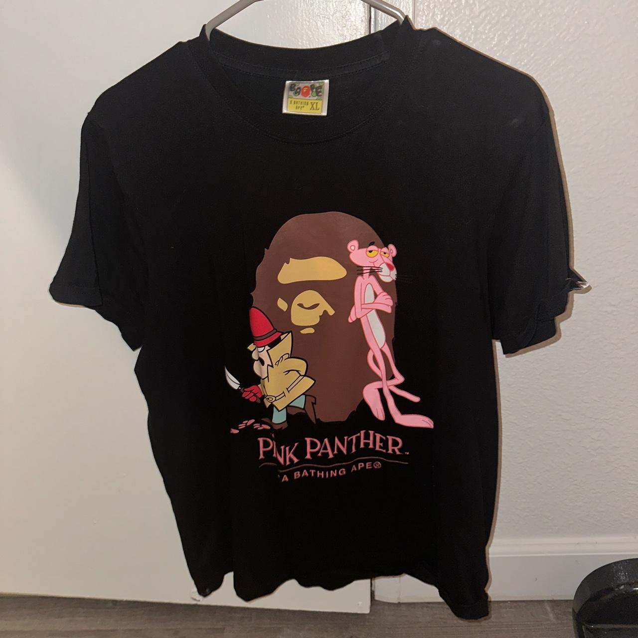 Bape x Pink Panther All Black Shirt -Size XL, Fits | Depop