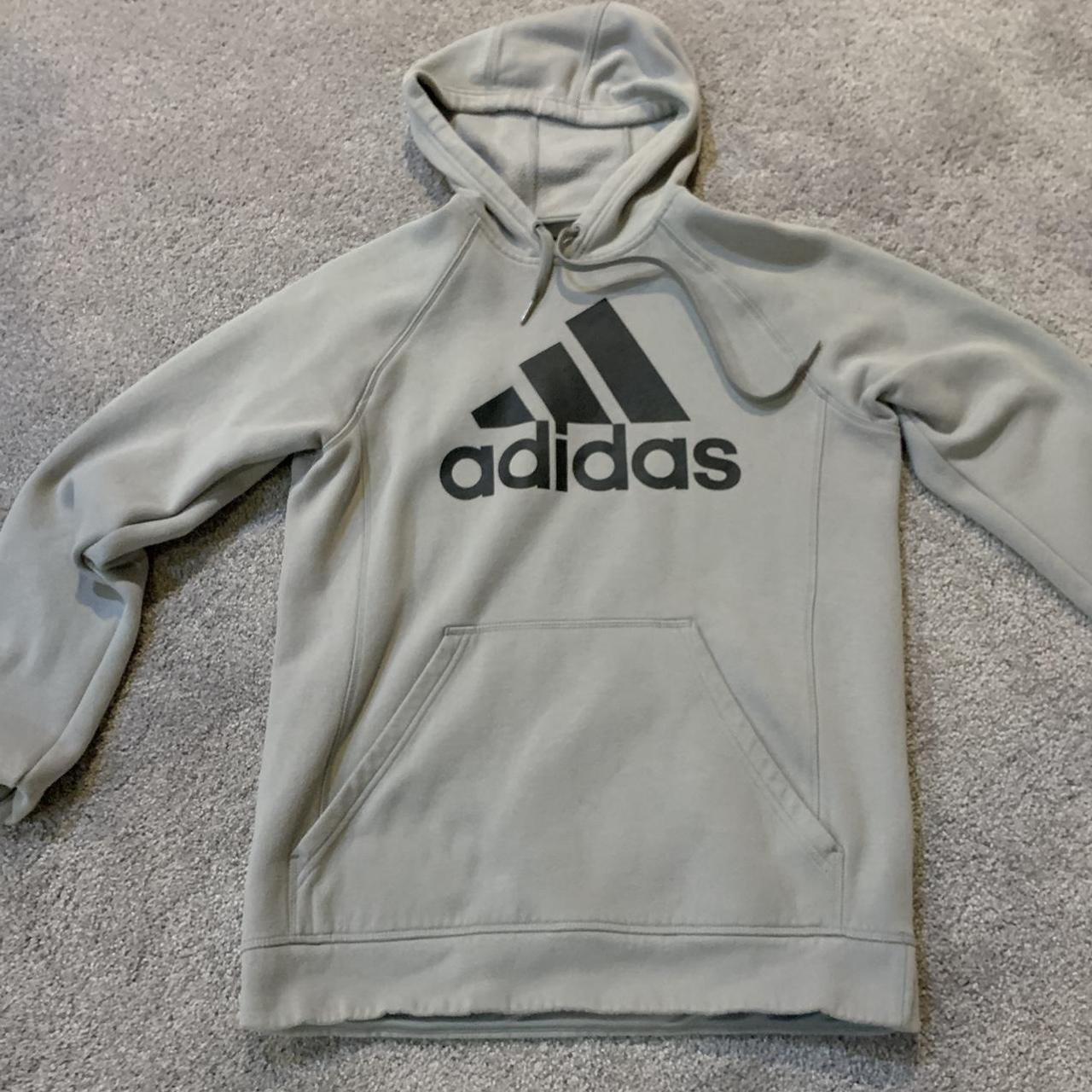 Adidas Hoodie Light Grey Medium (Men’s) Logo on... - Depop