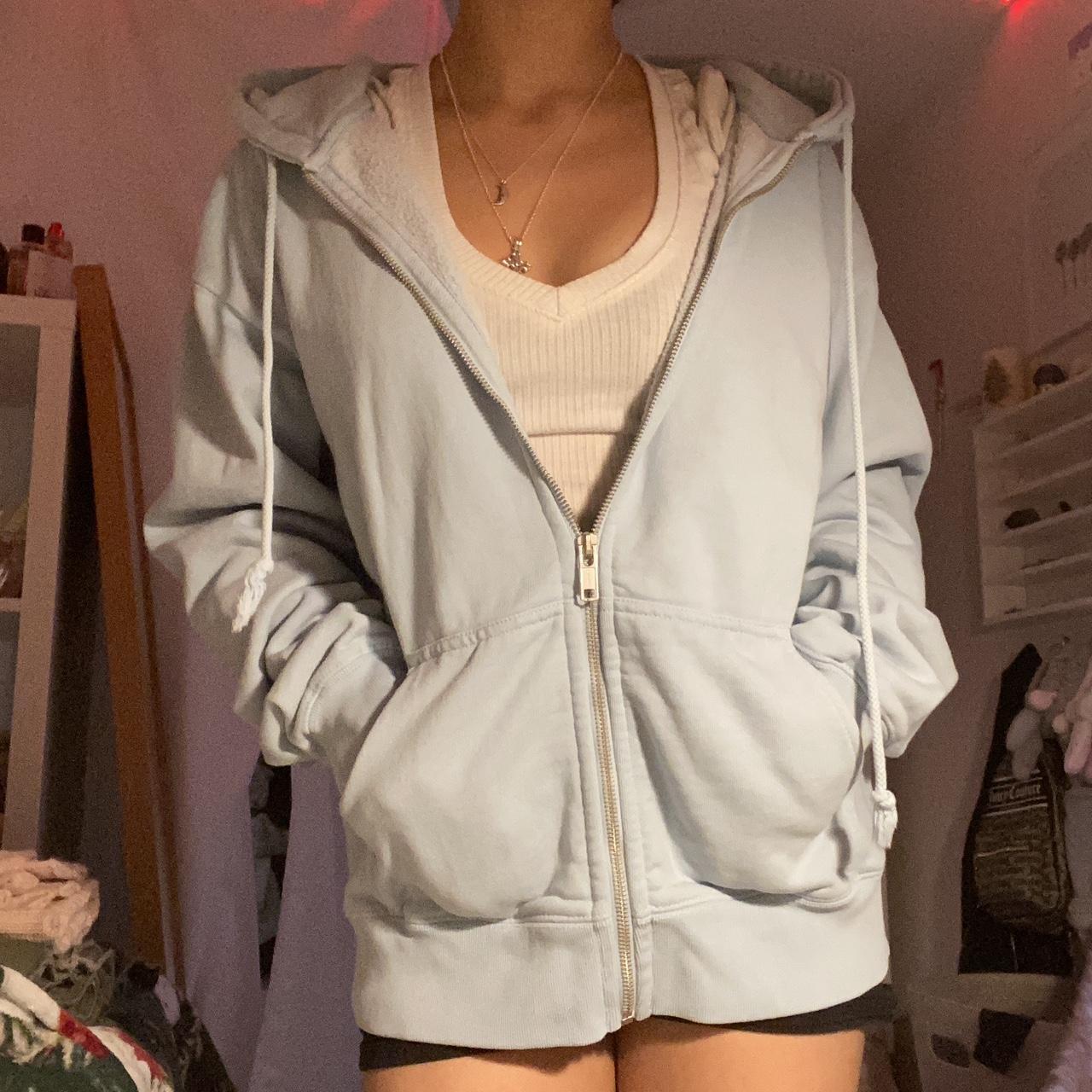 Baby Blue Brandy Melville Zip Up Hoodie!! •... Depop