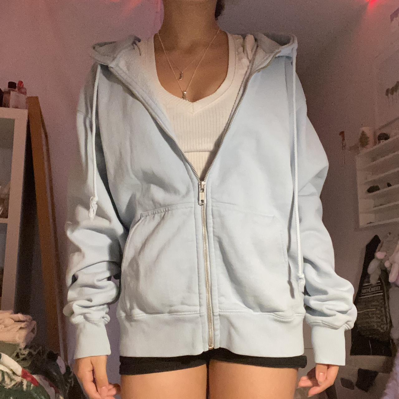 Baby Blue Brandy Melville Zip Up Hoodie!! •... - Depop