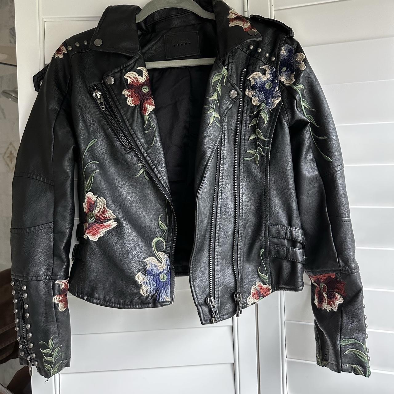 Blank NYC Embroidered and Studded Leather Jacket - - Depop