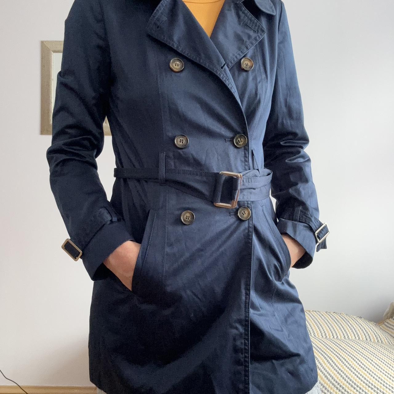 Navy blue trench coat with belt fully lined Size. Depop