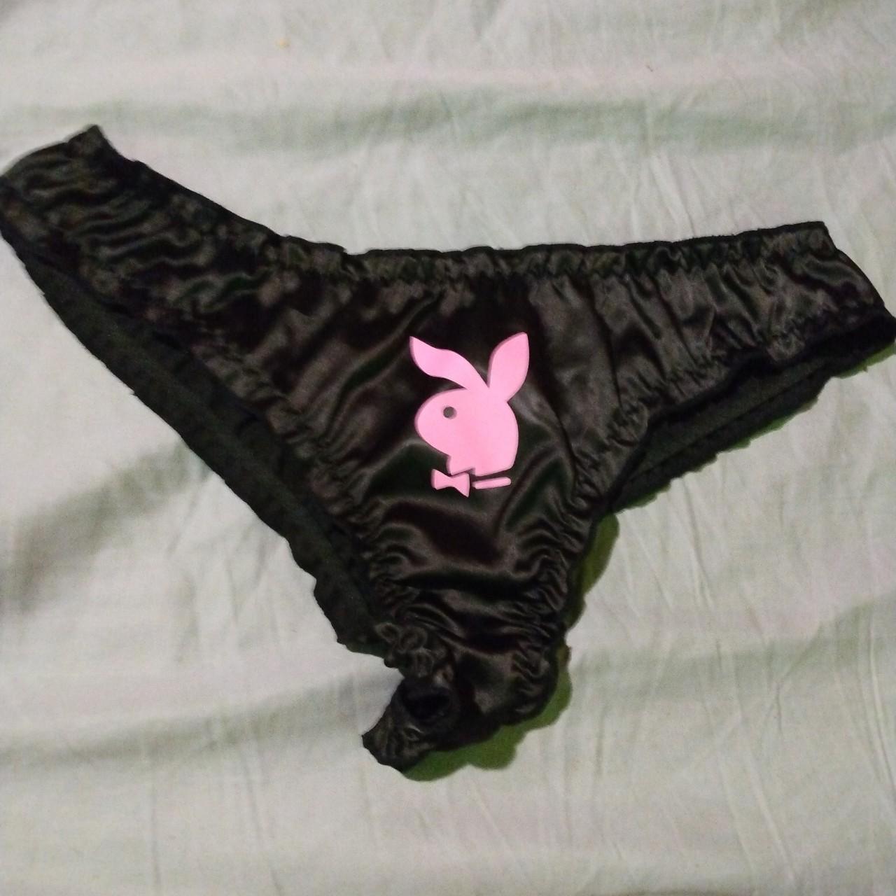 Playboy Women's Pink and Black Panties | Depop