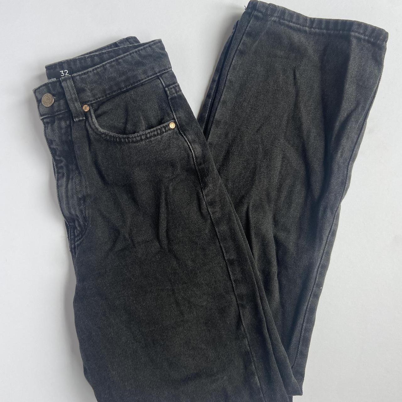 stradivarius black dad/straight jeans,
