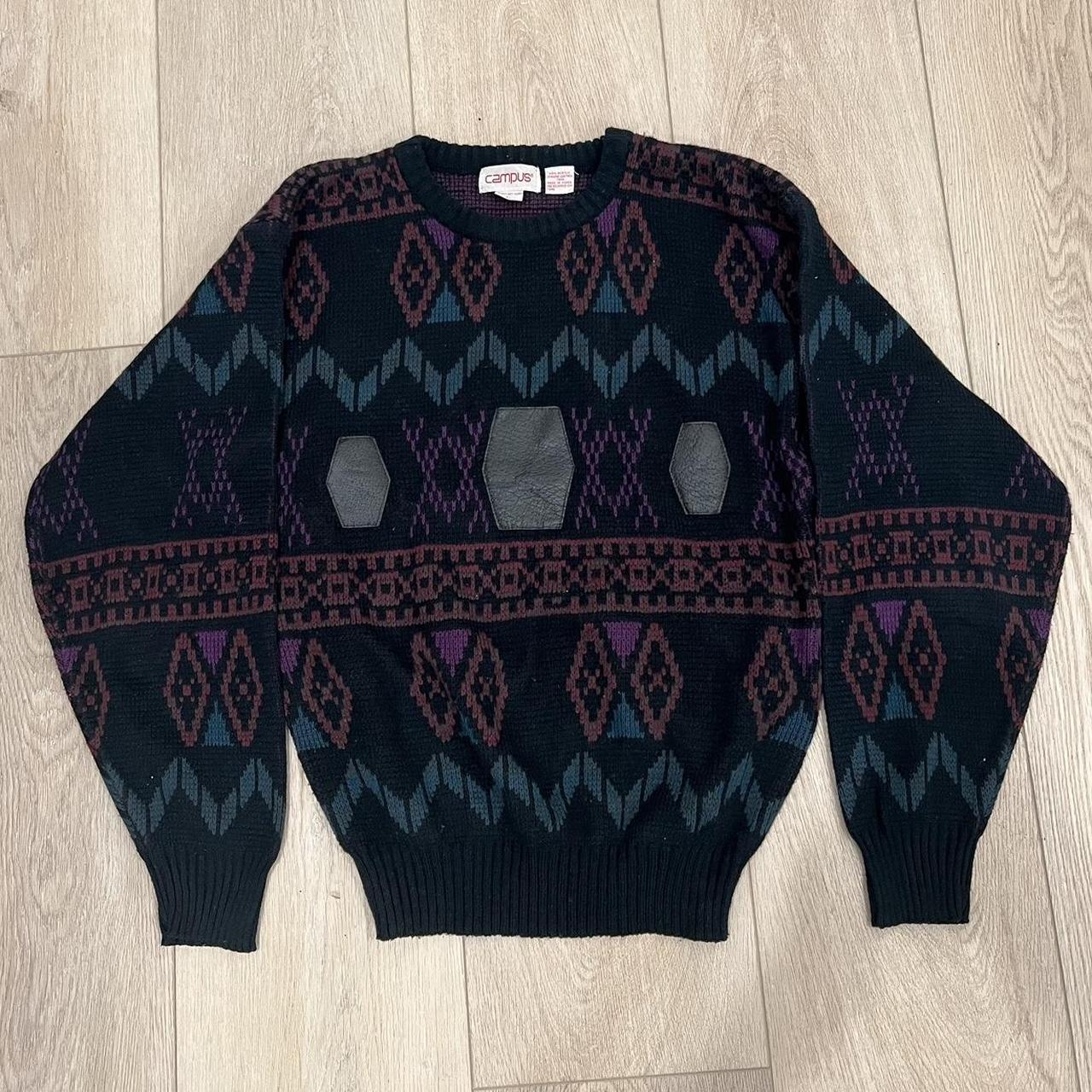 Vintage Campus 90s Acrylic Knit Sweater Men’s Size... - Depop