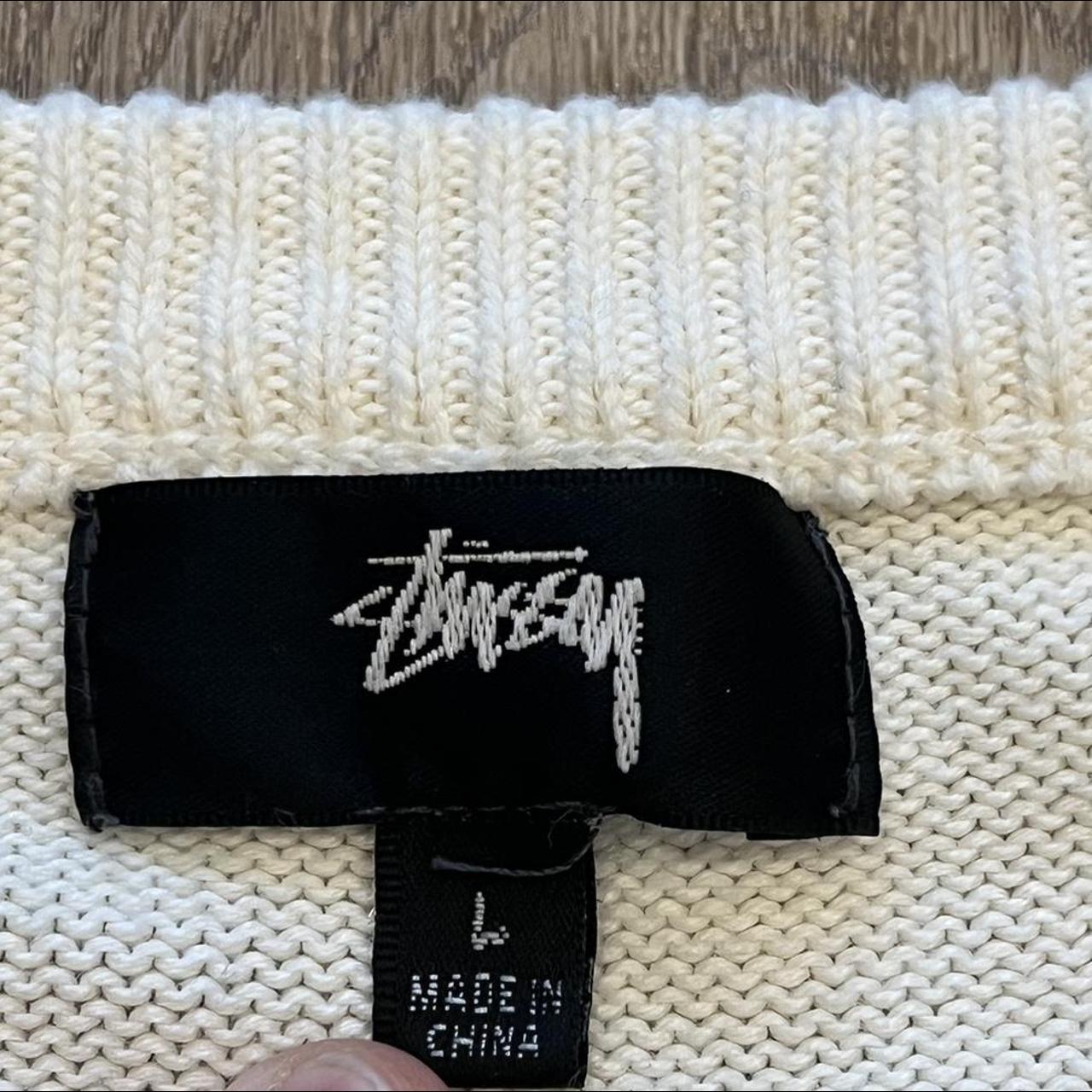 Stussy Billiard Knit Sweater White/Cream Mens... Depop